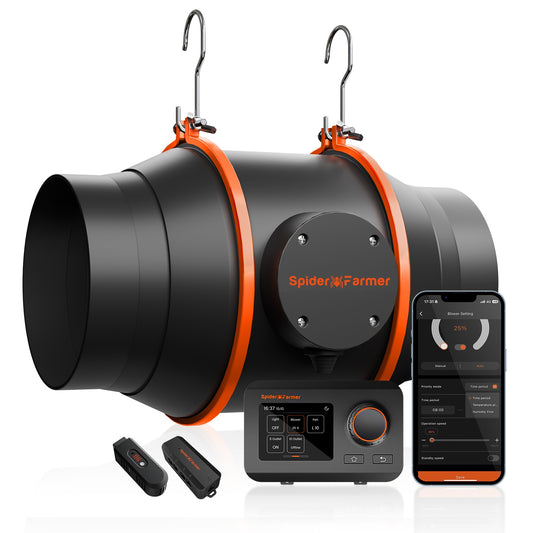Spider Farmer 6" Inline Duct Fan w/ Temperature & Humidity Controller product image 1