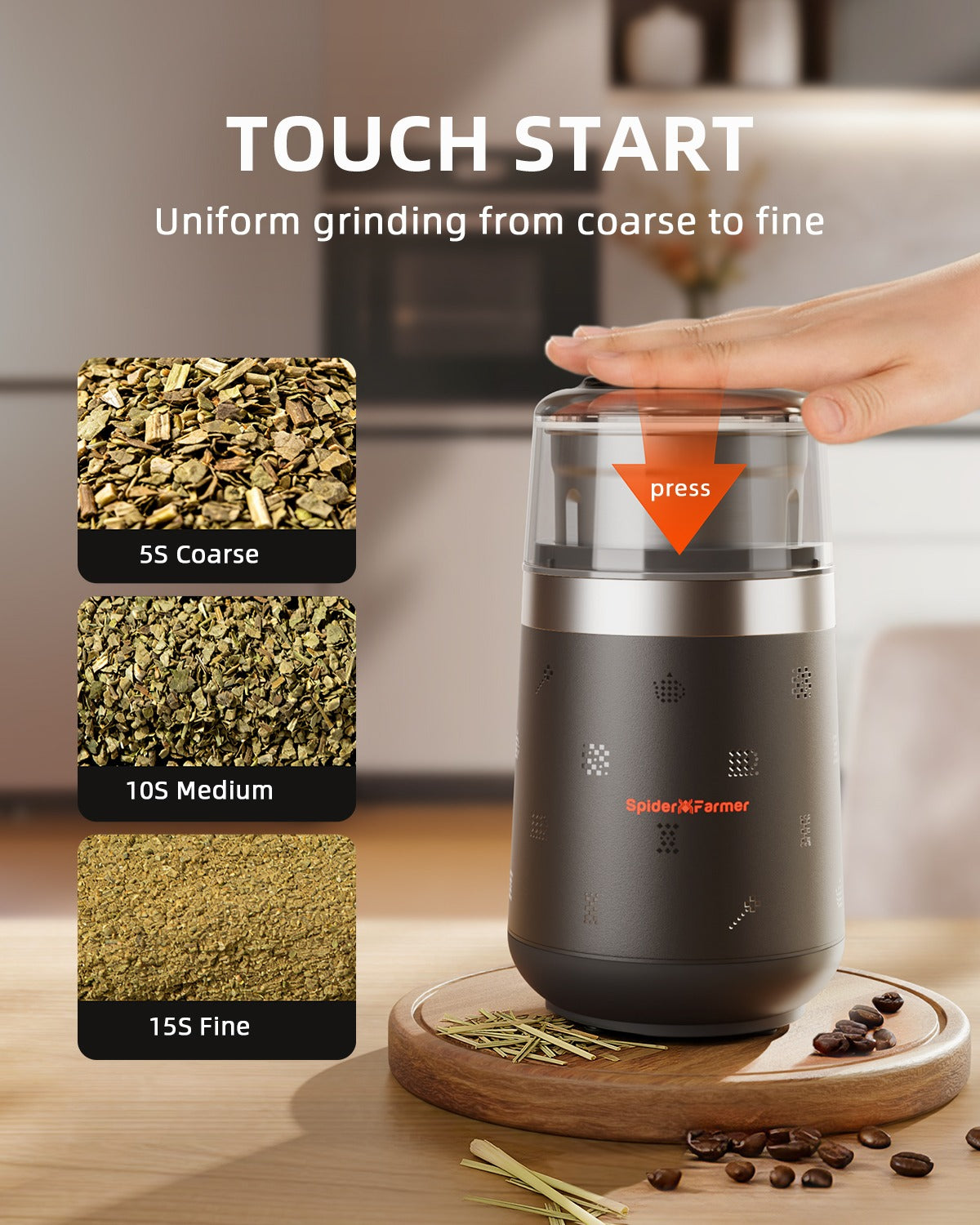 Spider Farmer Electric Herb & Spice Grinder with Removable Stainless Steel Bowl product image 4