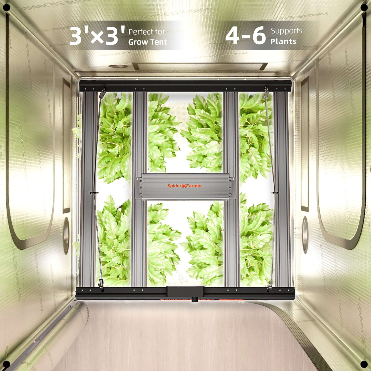 Spider Farmer G3000 LED Grow Light + 3' x 3' Grow Tent + 4" Inline Fan product image 5