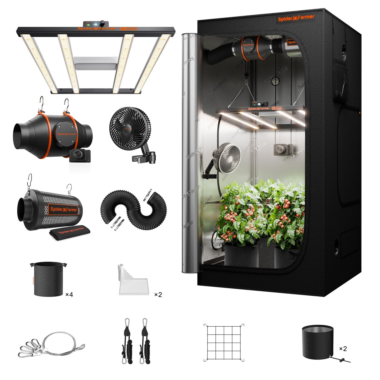 Spider Farmer G3000 LED Grow Light + 3' x 3' Grow Tent + Inline Fan product image 13
