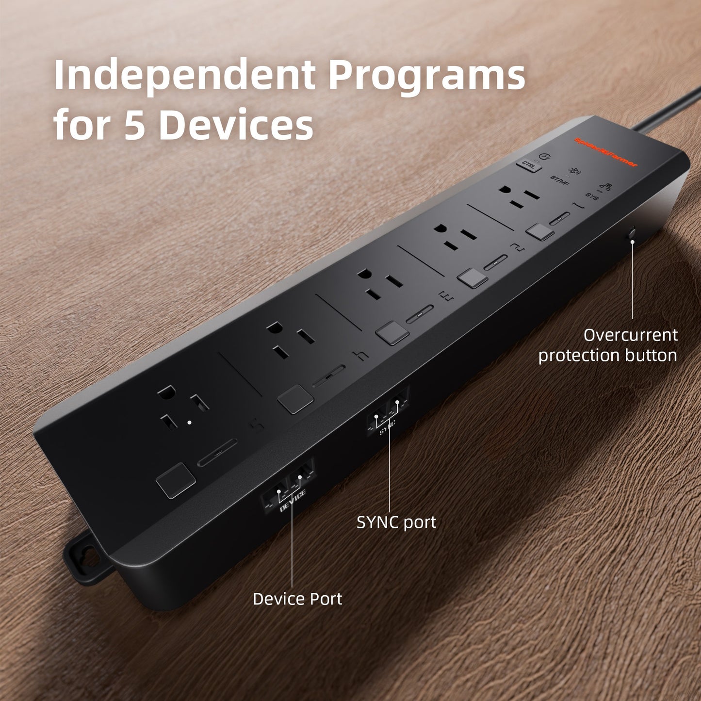 Spider Farmer GGS AC5 Power Strip 5 Outlets Kit w/ 3 in 1 Soil Sensor product image 2