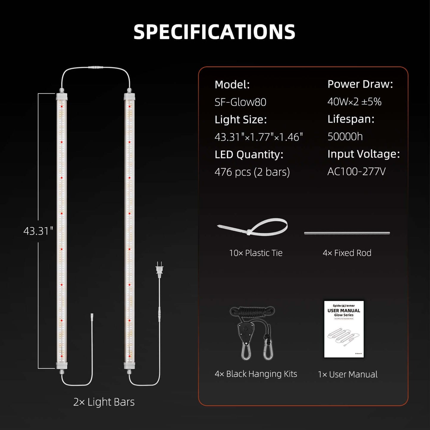 Spider Farmer Glow80 80W Full Spectrum LED Grow Light product image 10