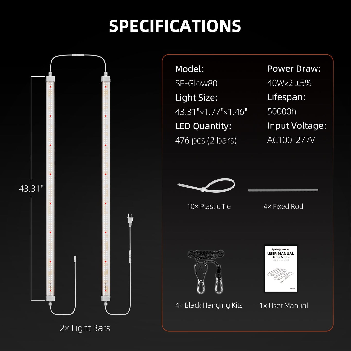 Spider Farmer Glow80 80W Full Spectrum LED Grow Light product image 2