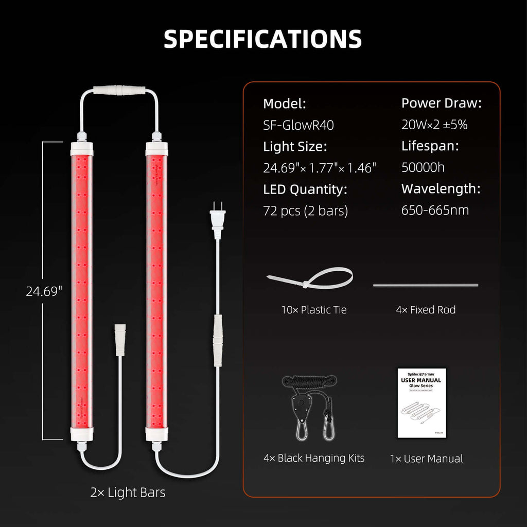 Spider Farmer GlowR40 40W 660nm Supplemental Deep Red LED Grow Light product image 8