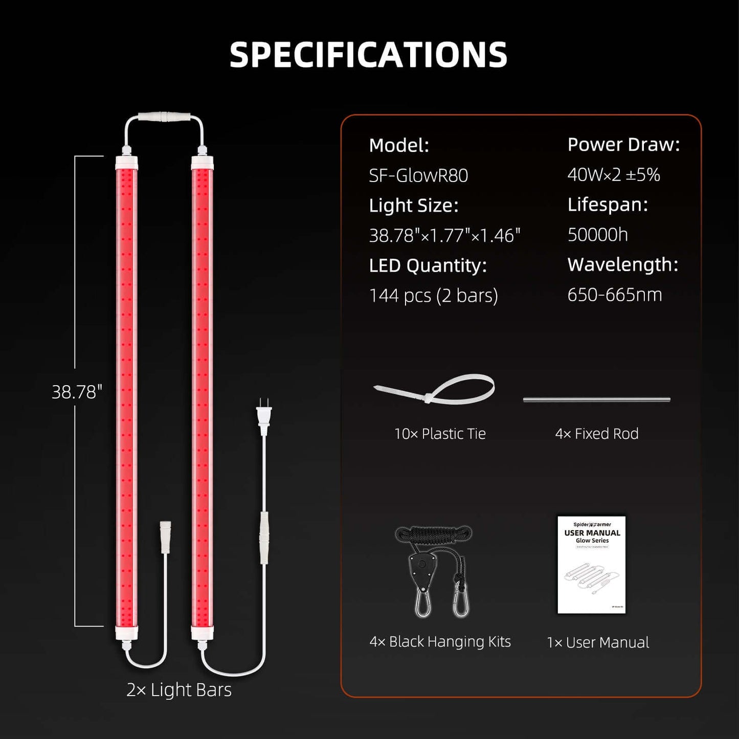 Spider Farmer GlowR80 80W 660nm Supplemental Deep Red LED Grow Light product image 8