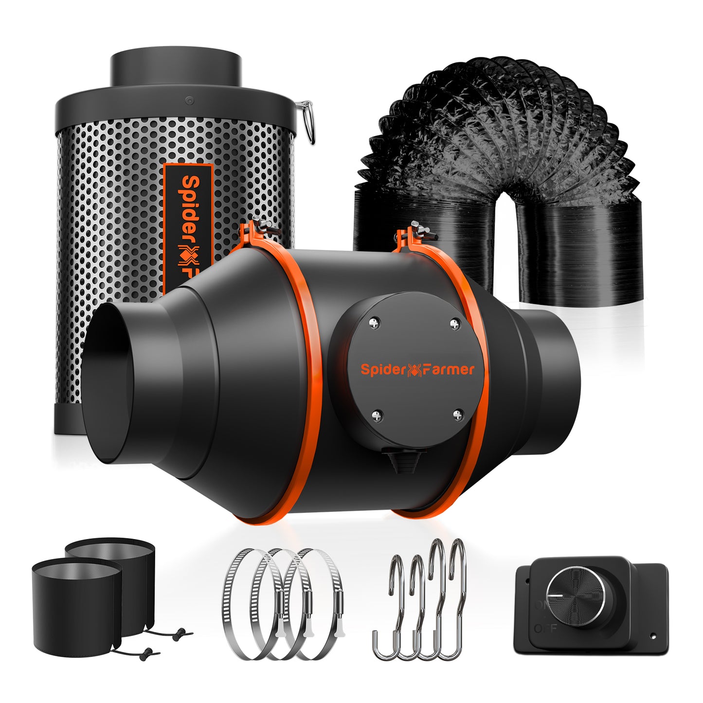 Spider Farmer Grow Kit 4" Inline Fan & Carbon Filter Combo product image 1