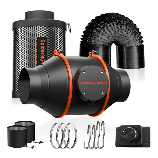 Spider Farmer Grow Kit 4" Inline Fan & Carbon Filter Combo product image 1