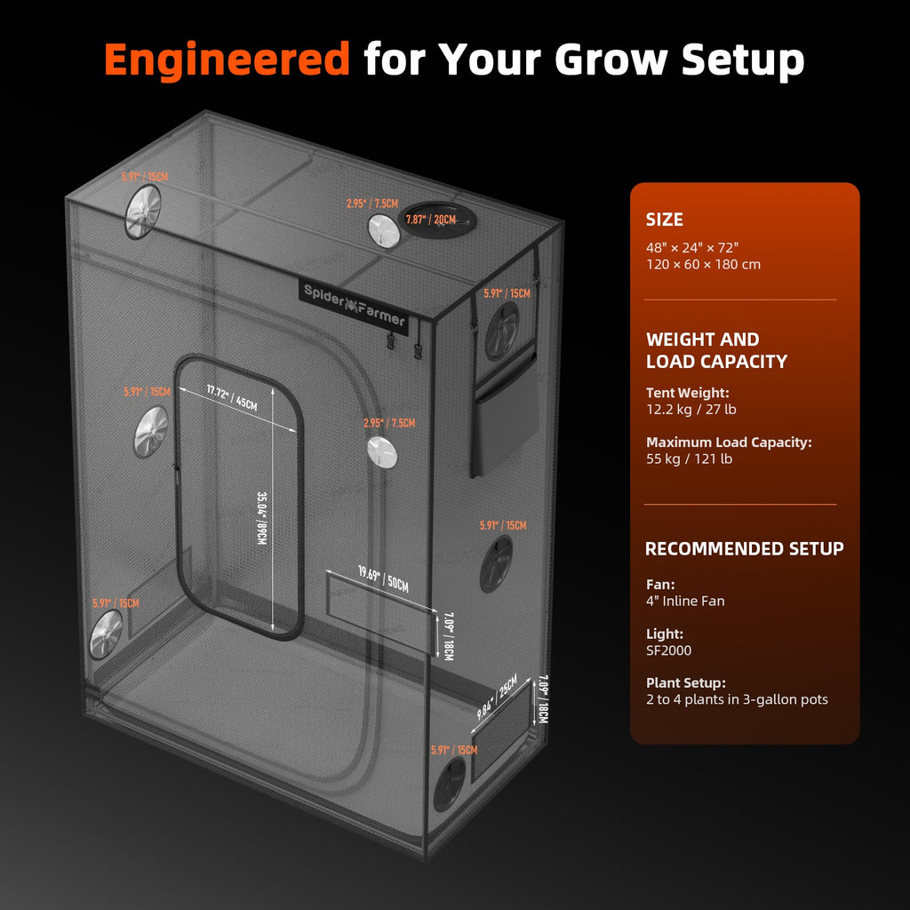 Spider Farmer Master Series 4x2 Grow Tent (120 x 60 x 180cm) product image 6
