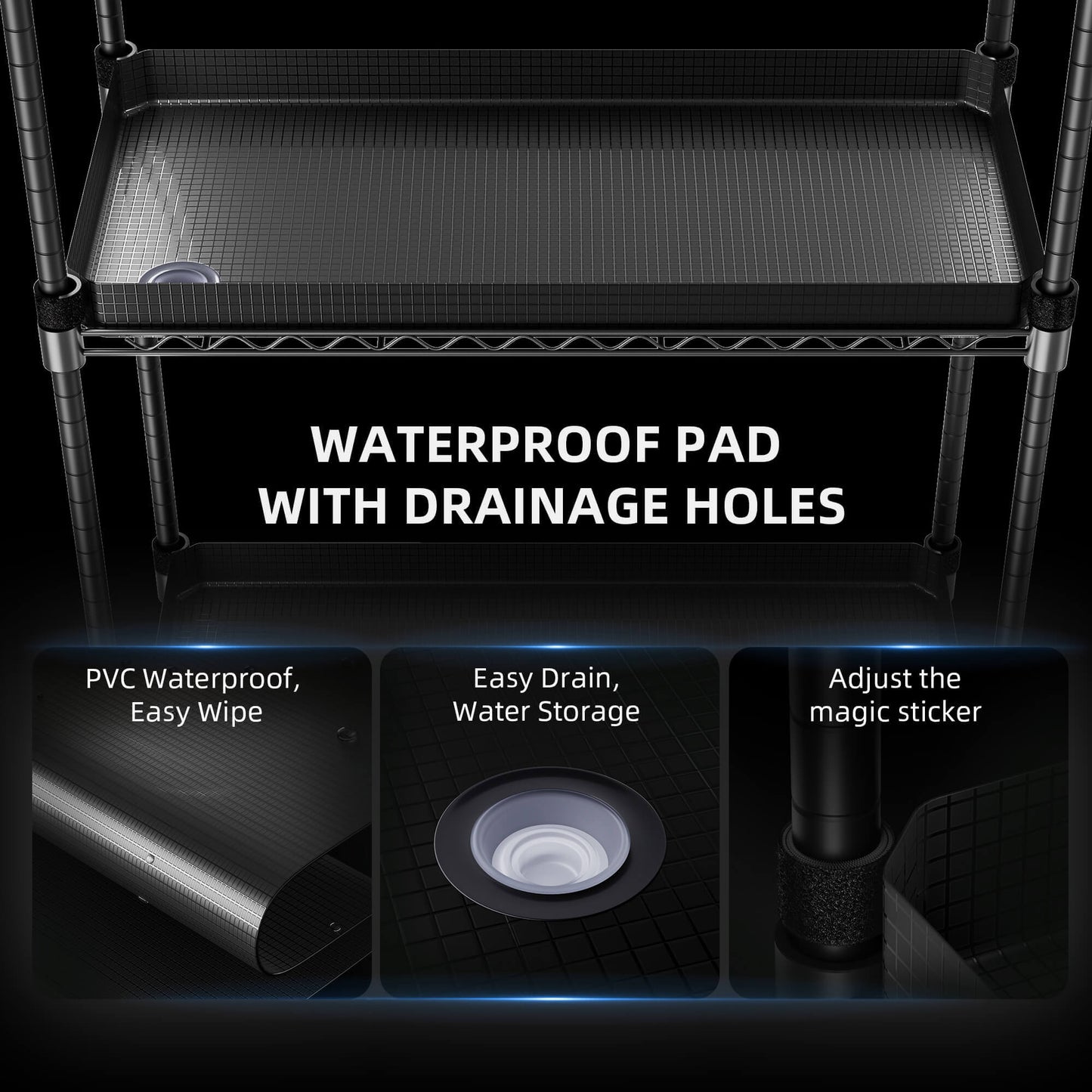 Waterproof plant stand pad with drainage holes for easy maintenance and water storage.