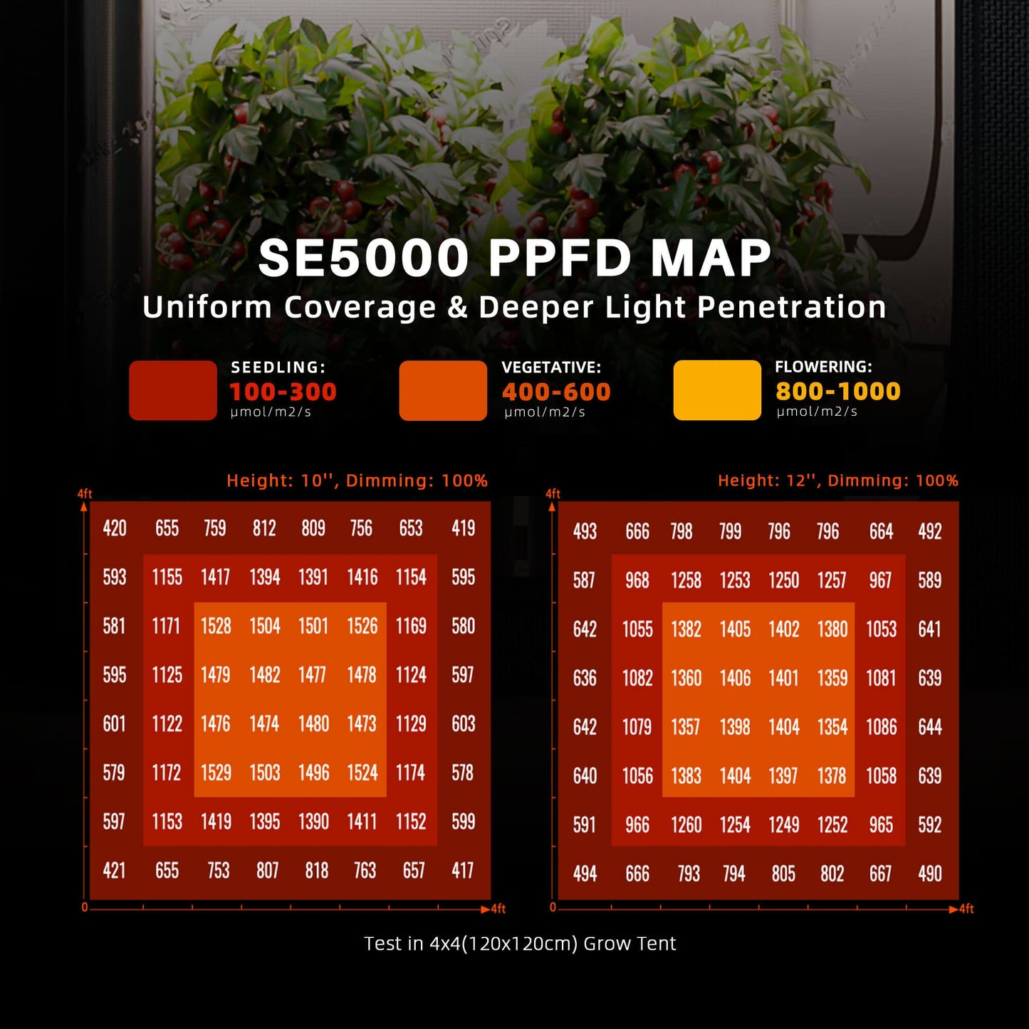Spider Farmer SE5000 480W Dimmable Full Spectrum LED Grow Light product image 5