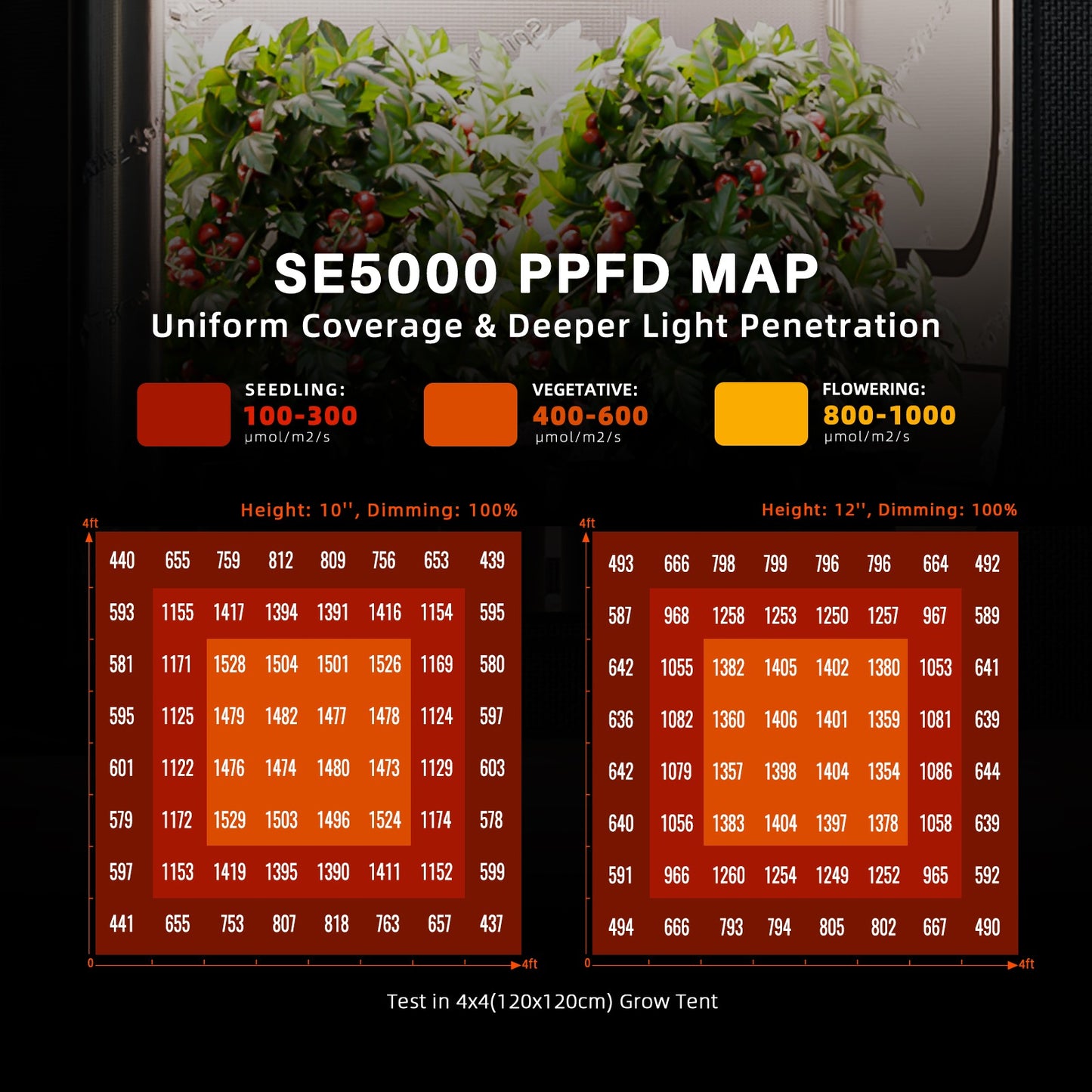 Spider Farmer SE5000 LED Grow Light + 4' x 4' Grow Tent + 6" Inline product image 12
