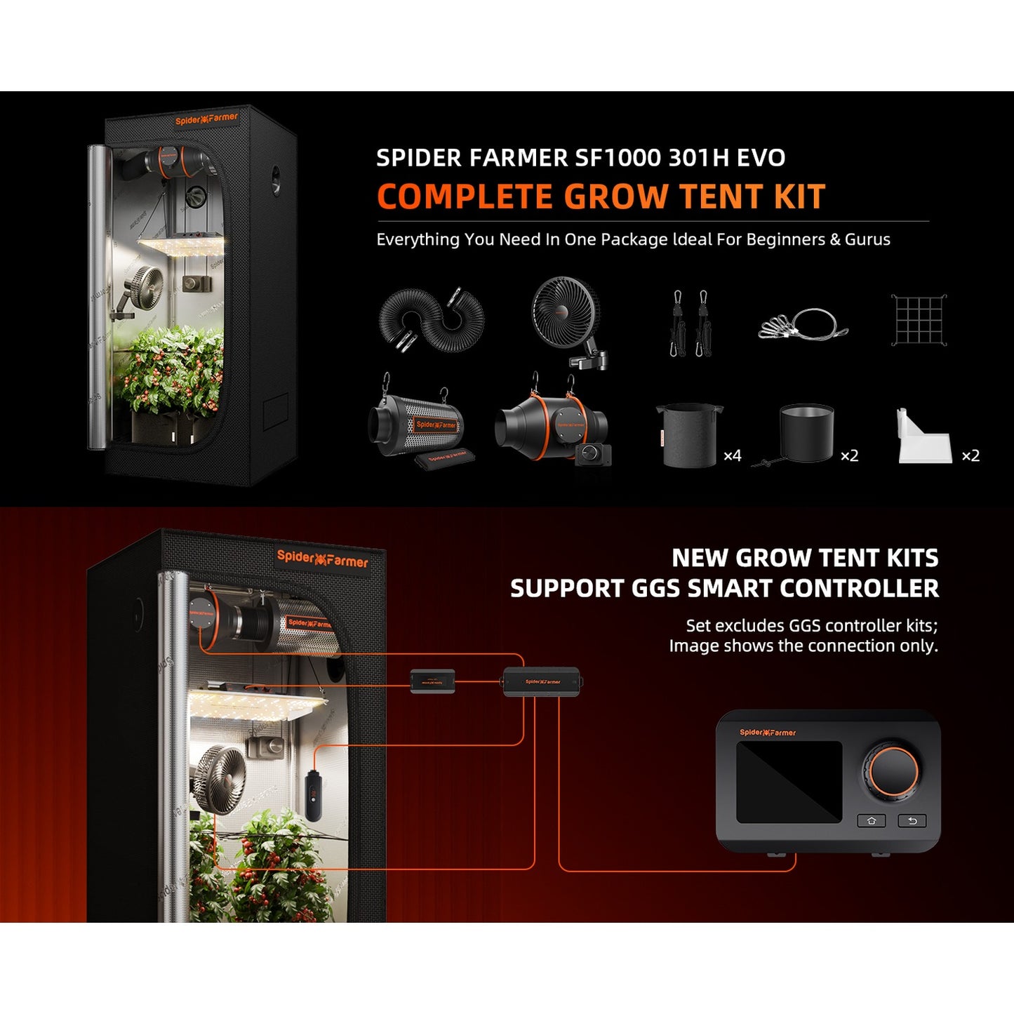 Spider Farmer SF1000 LED Grow Light + 2' x 2' Grow Tent + Inline Fan product image 10