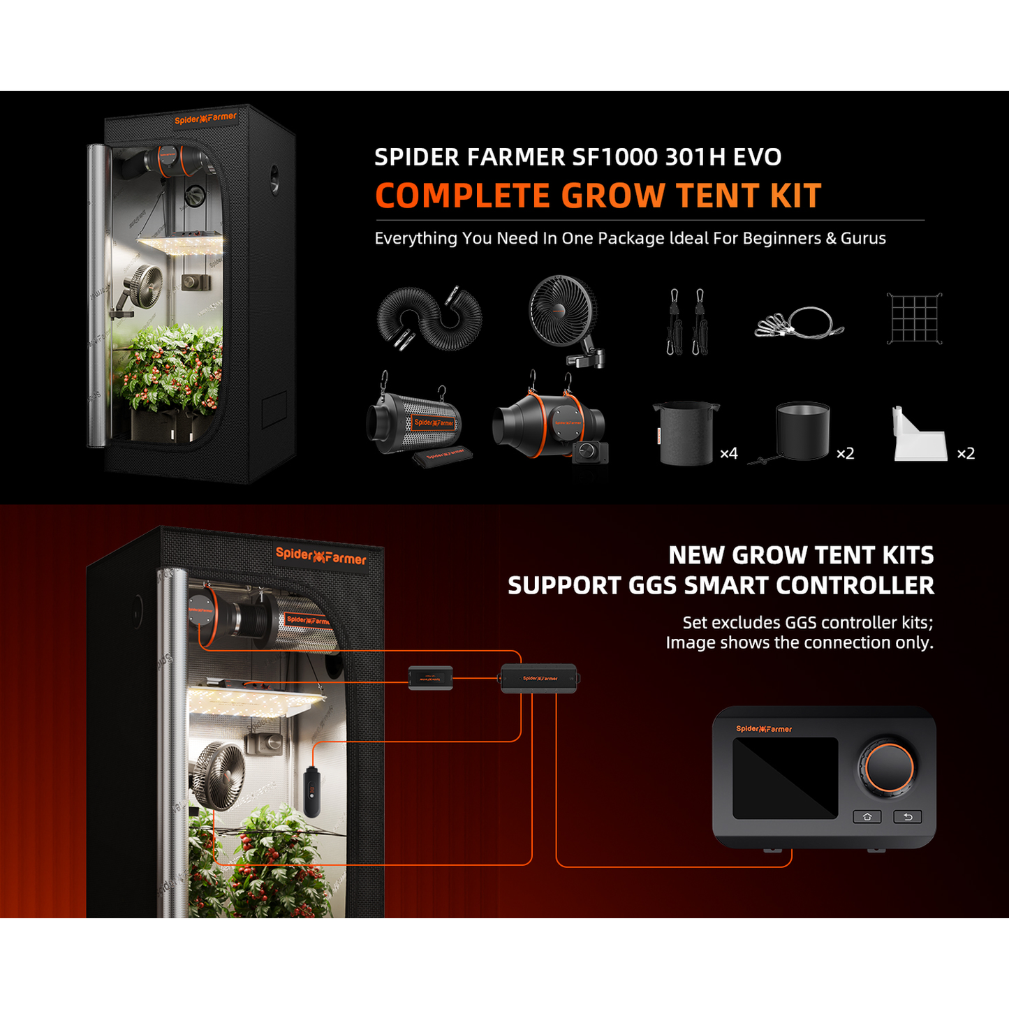 Spider Farmer SF1000 LED Grow Light + 2' x 2' Grow Tent + Inline Fan product image 18