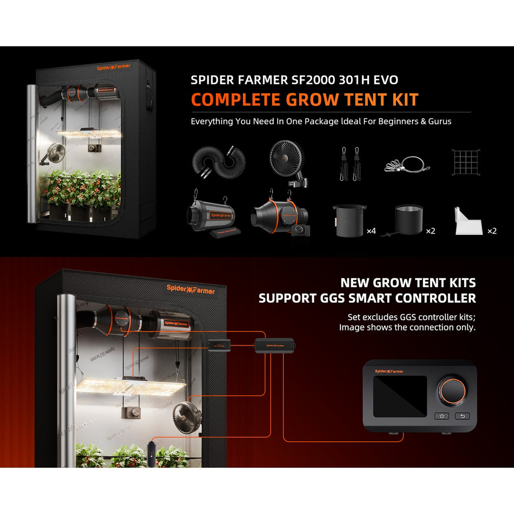 Spider Farmer SF2000 LED Grow Light + 2' x 4' Grow Tent + Inline Fan product image 10