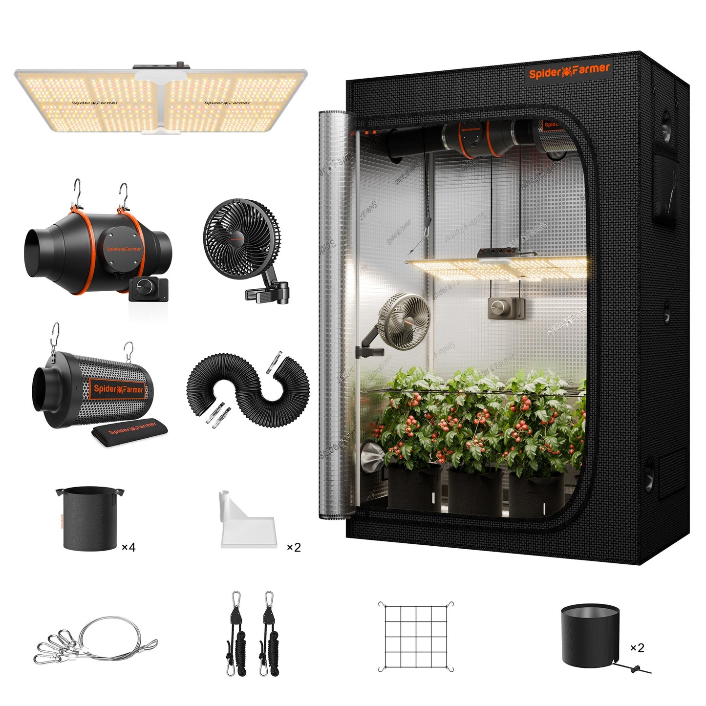 Spider Farmer SF2000 LED Grow Light + 2' x 4' Grow Tent + Inline Fan product image 11