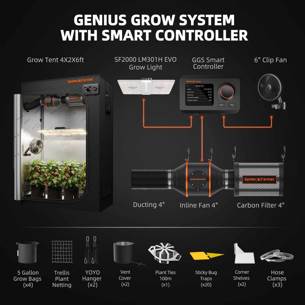 Spider Farmer SF2000 LED Grow Light + 2' x 4' Grow Tent + Inline Fan product image 12