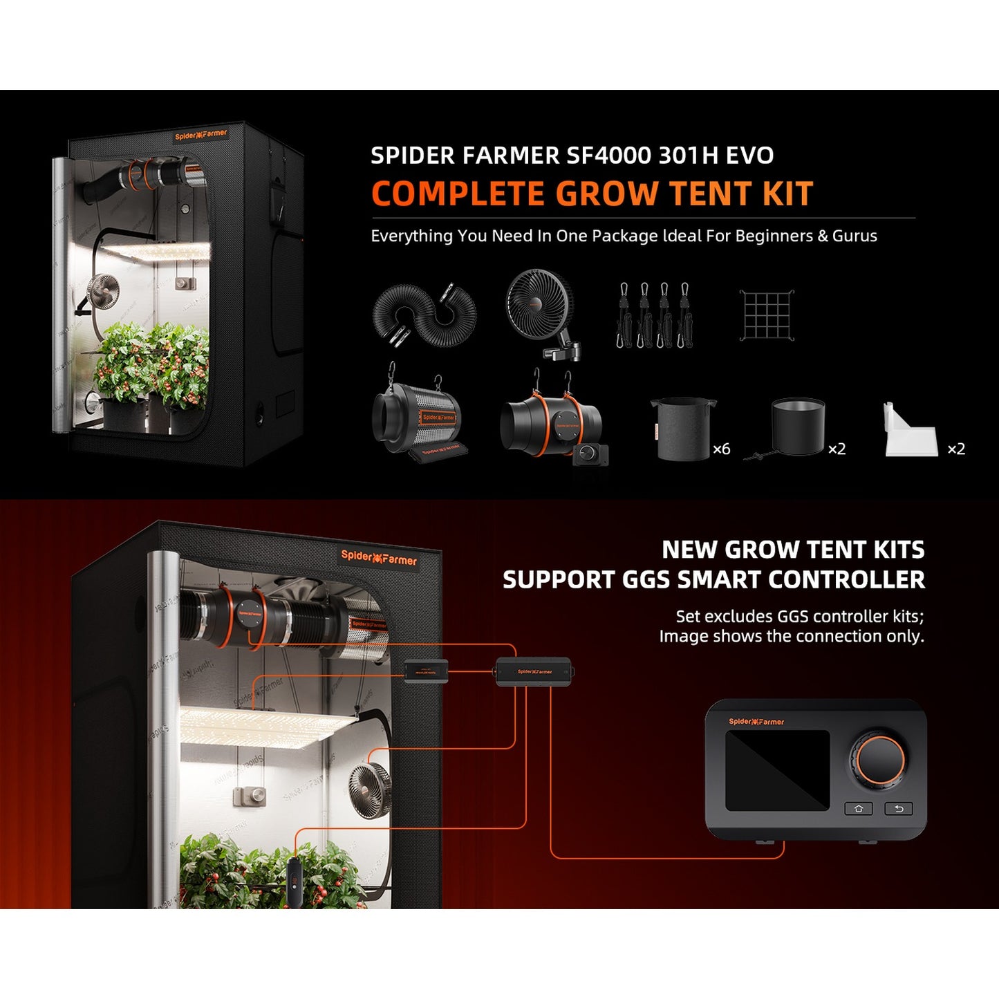Spider Farmer SF4000 LED Grow Light + 4' x 4' Grow Tent + Inline Fan product image 11