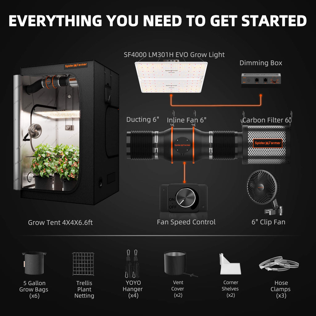 Spider Farmer SF4000 LED Grow Light + 4' x 4' Grow Tent + Inline Fan product image 12