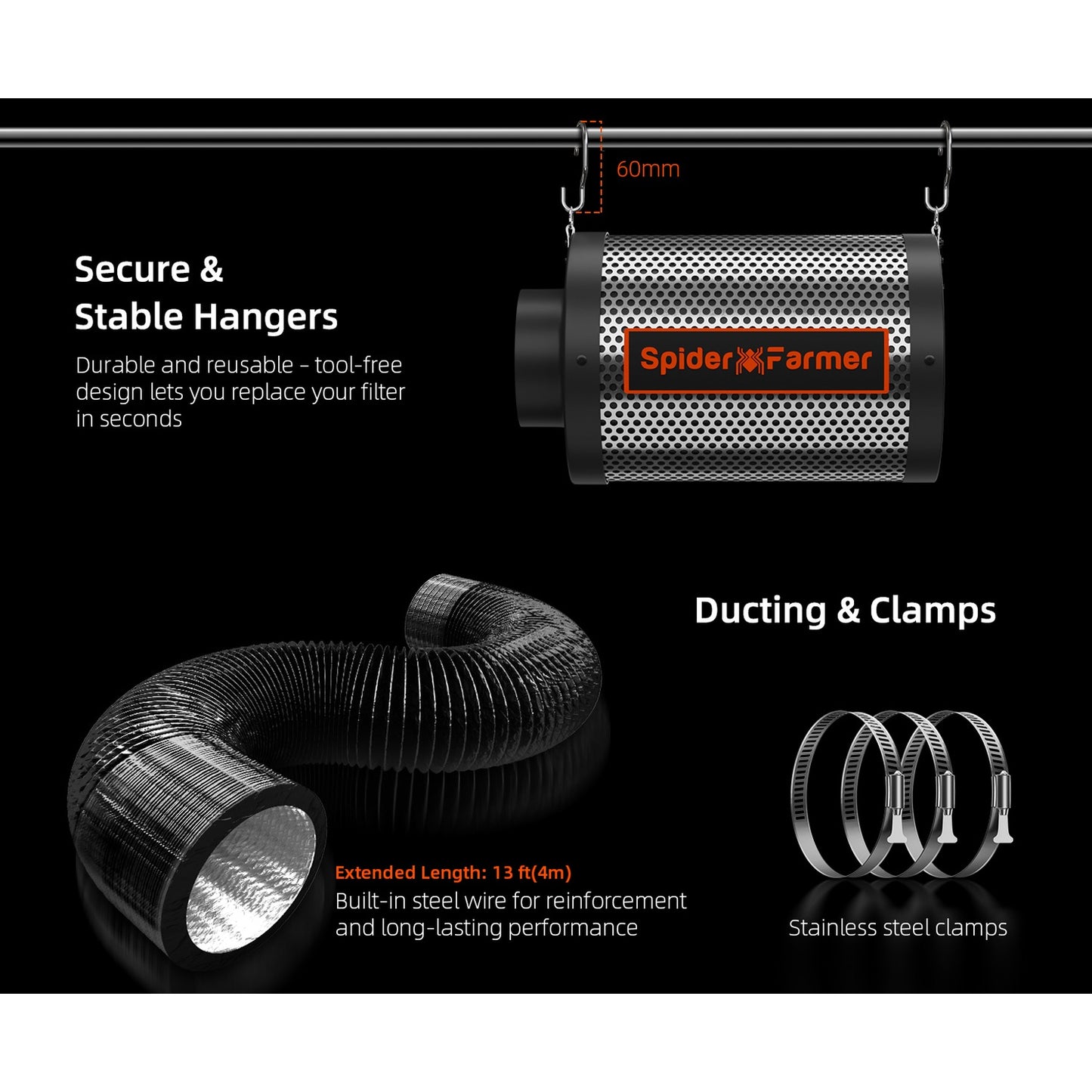 Spider Farmer Ventilation Kit 4" Inline Duct Fan w/ Temperature product image 11