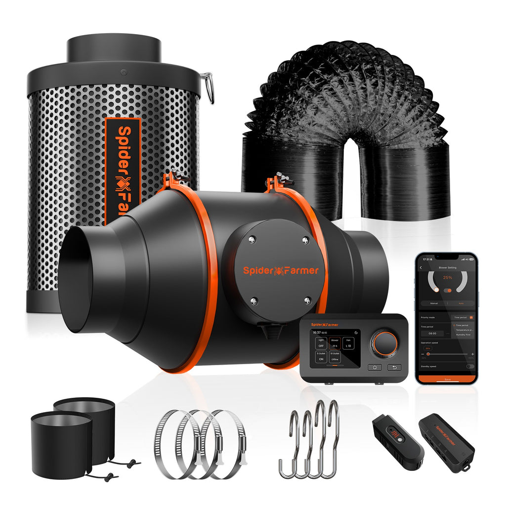 Spider Farmer Ventilation Kit 4" Inline Duct Fan w/ Temperature product image 1