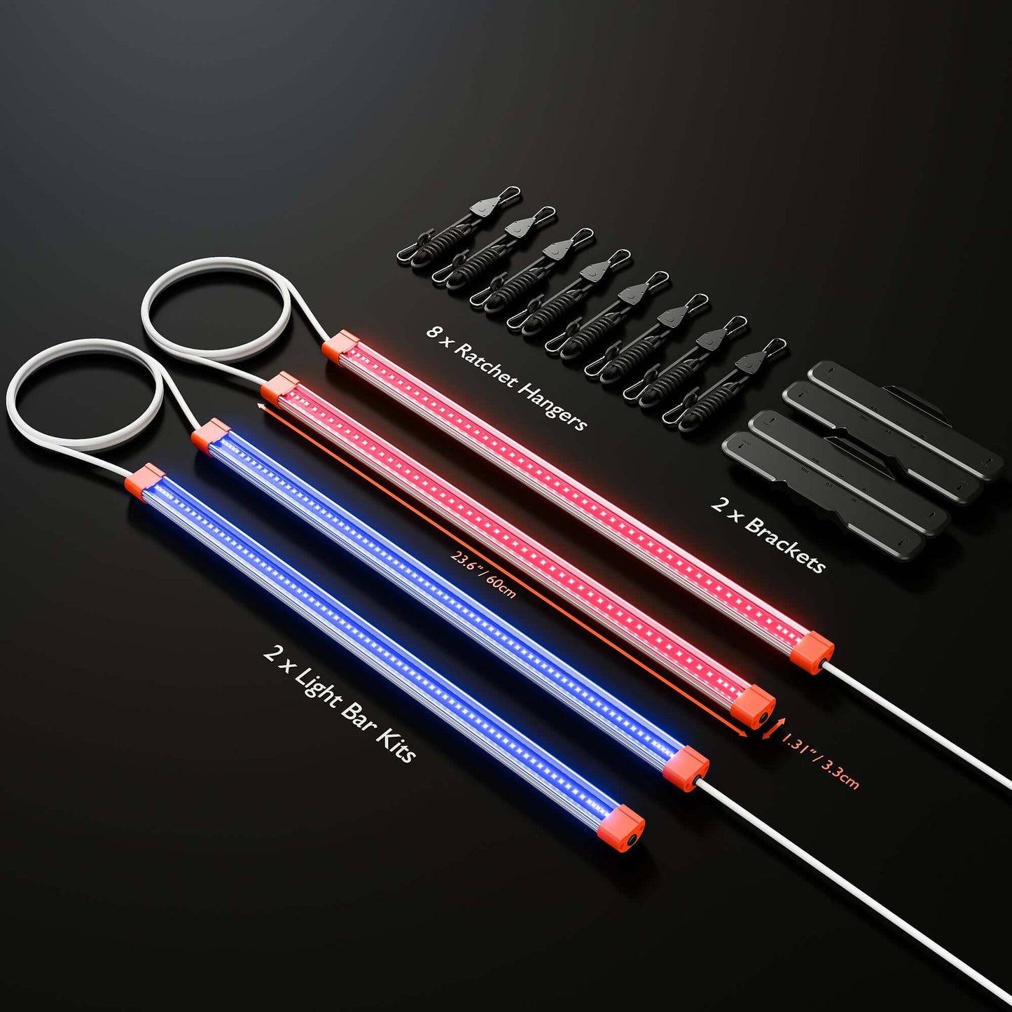 Spider Farmer UV30 & IR16 Grow Light Bar Set with brackets, hangers, and light bars for effective plant growth.