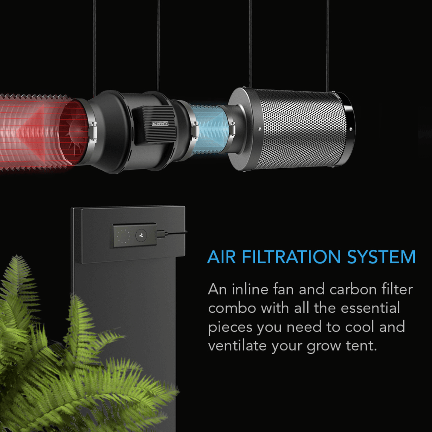 AC Infinity Air Filtration Kit 4", Inline Fan with Speed Controller, Carbon Filter & Ducting Combo AC-FKS4 Ventilation