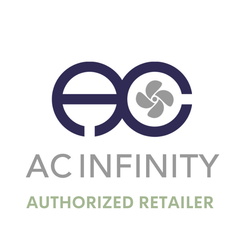 AC Infinity logo with authorized retailer text, featuring a fan design in dark blue and gray letters.