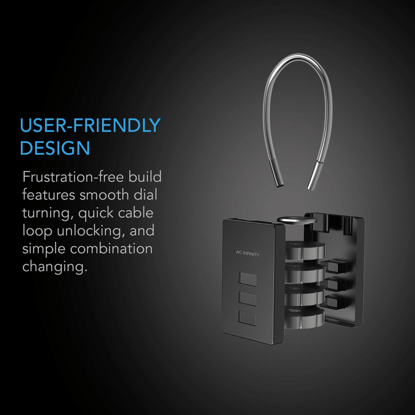 AC Infinity Combination Lock, Flexible Steel Cable Loop, 2-Pack AC-NLA3-2 Accessories 819137023390