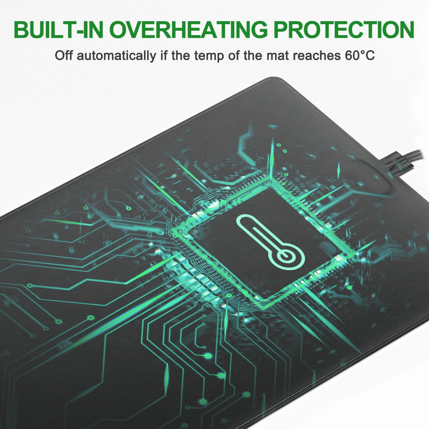 Mars Hydro heat mat with built-in overheating protection, auto-off at 60°C for safe use.