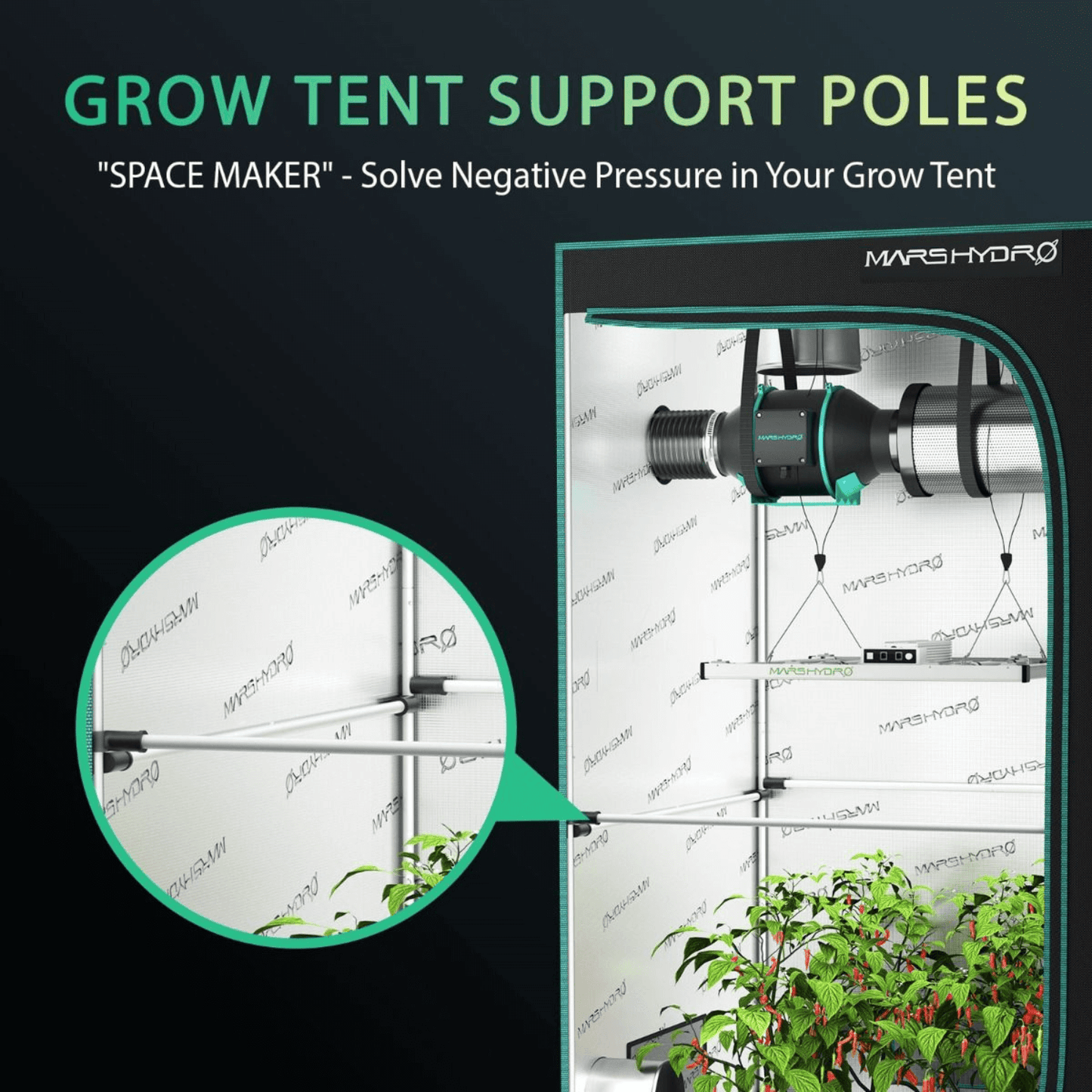 Mars Hydro High CFM Grow Tent Support Pole Kit 5' x 5' MH-150SupportPole Accessories