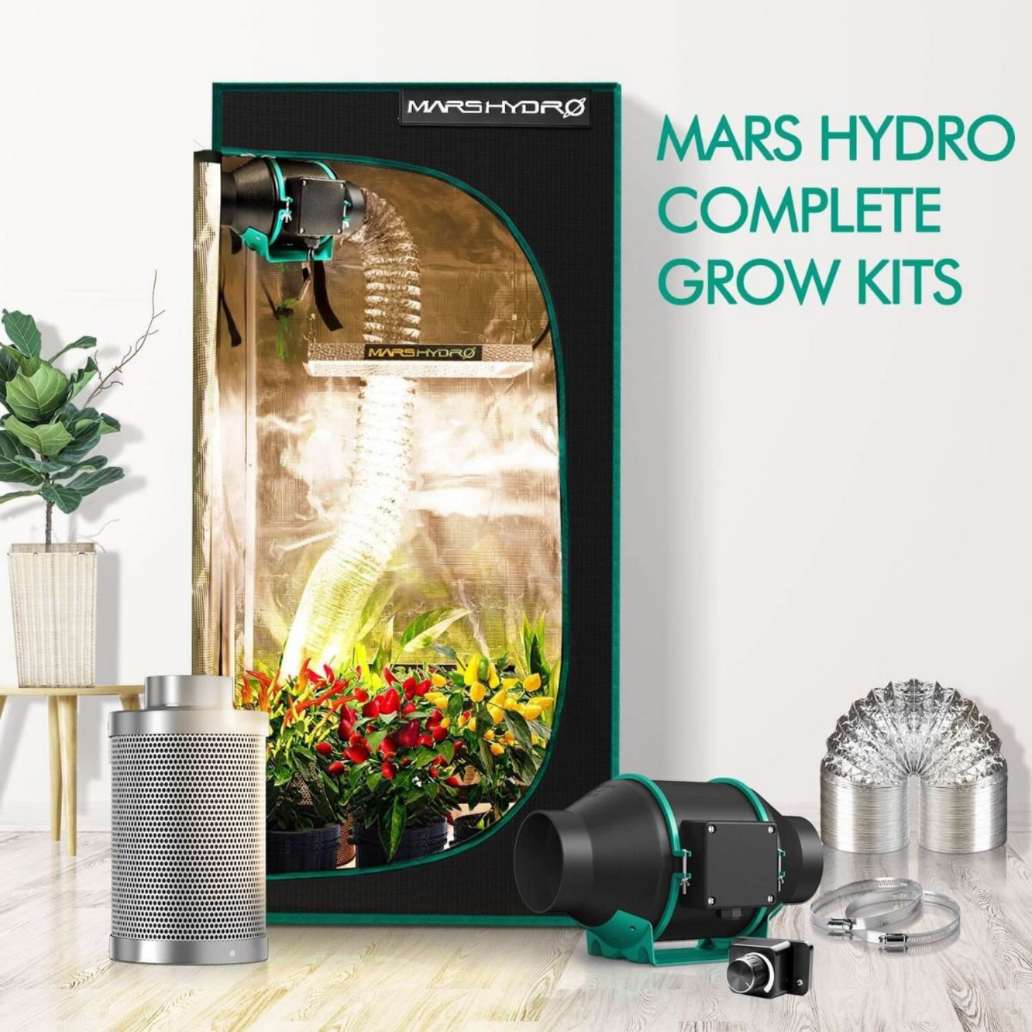 Mars Hydro TS 600 LED Grow Light + 2' x 2' Grow Tent + Inline Fan Combo with Speed Controller | MH-TS-600-SET | Grow Tents Depot | Grow Tent Kits | 0686494407084