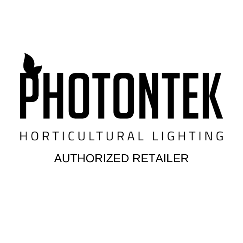 Photontek horticultural lighting authorized retailer logo with leaf design.