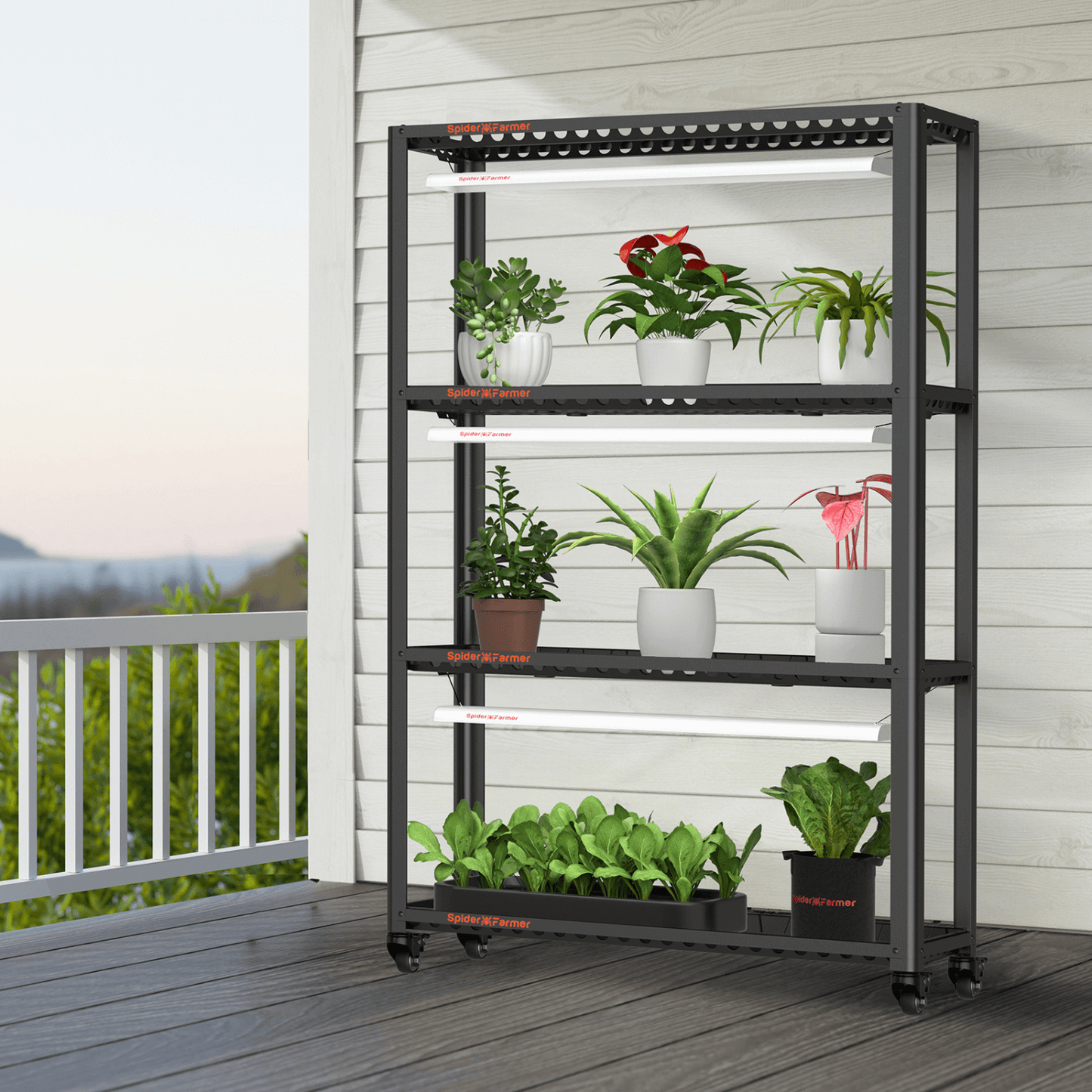 Spider Farmer 3 Tier Metal Plant Stand with Trays | SPIDER-SF-Shelfkit-C | Grow Tents Depot | Grow Tents | 6973280378210