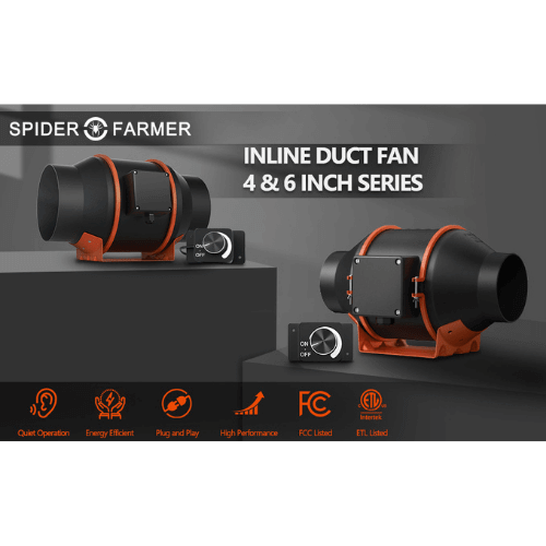 Spider Farmer 4" Inline Duct Fan with Speed Controller SF-4Inlinefan Ventilation 6973280378395