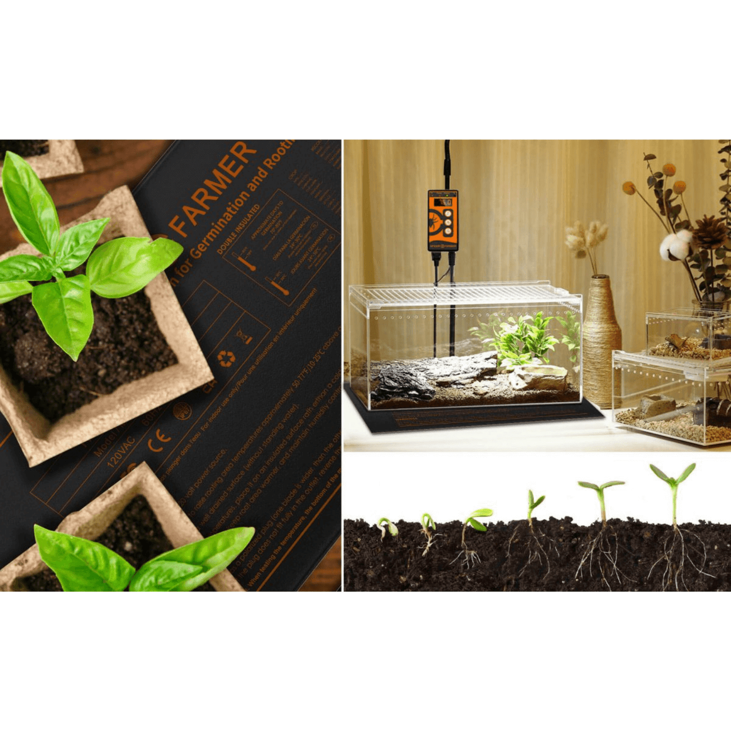Spider Farmer 48" x 20.75" Seedling Heat Mat and Controller Set | SPIDER-SF-48x20MatKits-C | Grow Tents Depot | Planting & Watering | 6973280378319