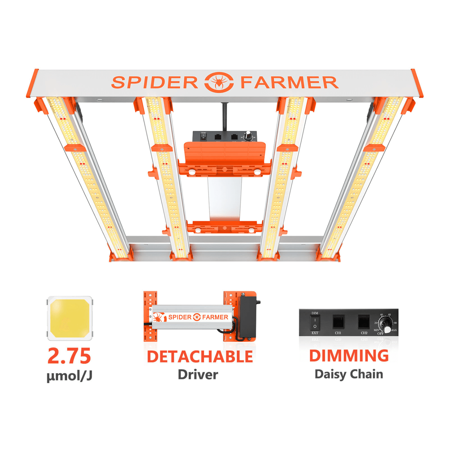 Spider Farmer G3000 300W Dimmable Full Spectrum LED Grow Light | SPIDER-SF-G3000 | Grow Tents Depot | Grow Lights | 6973280379675