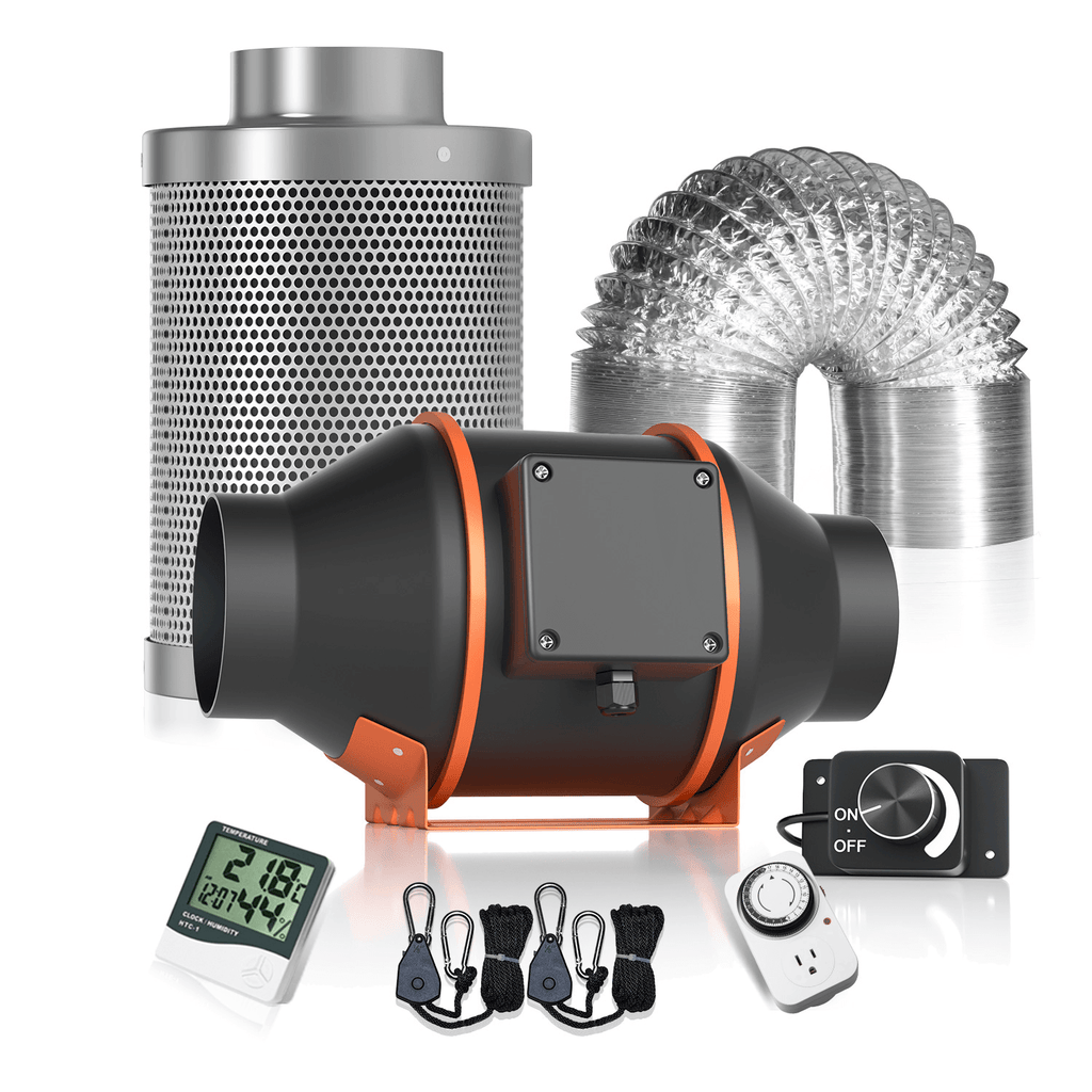 Air Filtration Kit PRO 4, Inline Fan with Smart Controller, Carbon Filter  & Ducting Combo