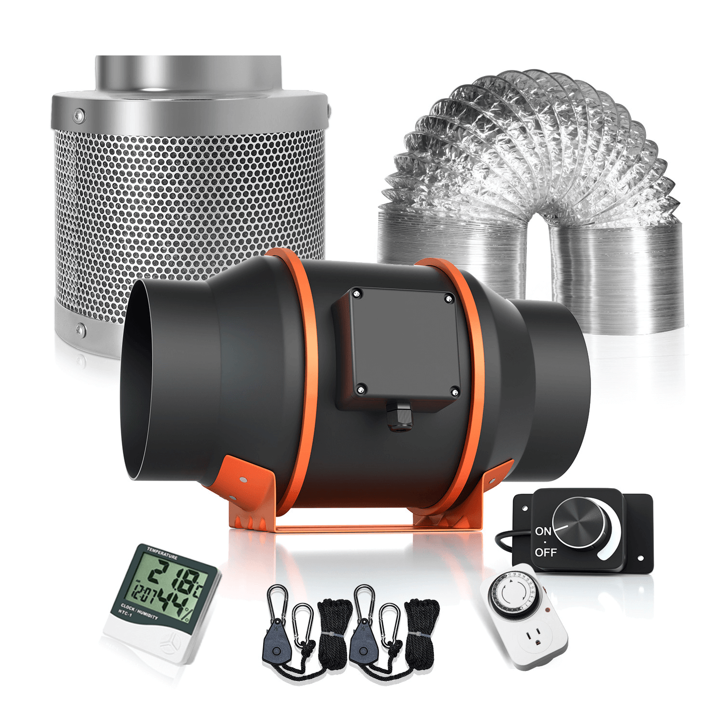 Spider Farmer Grow Kit 6" Inline Duct Fan and Carbon Filter Combo SF-6growkits Ventilation 06973280372652